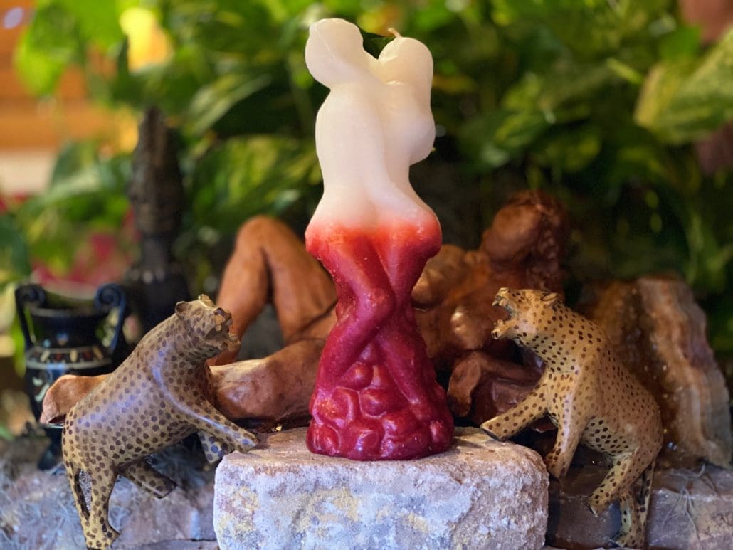 Erotic Couple White & Red Candle- Jumbo 11"