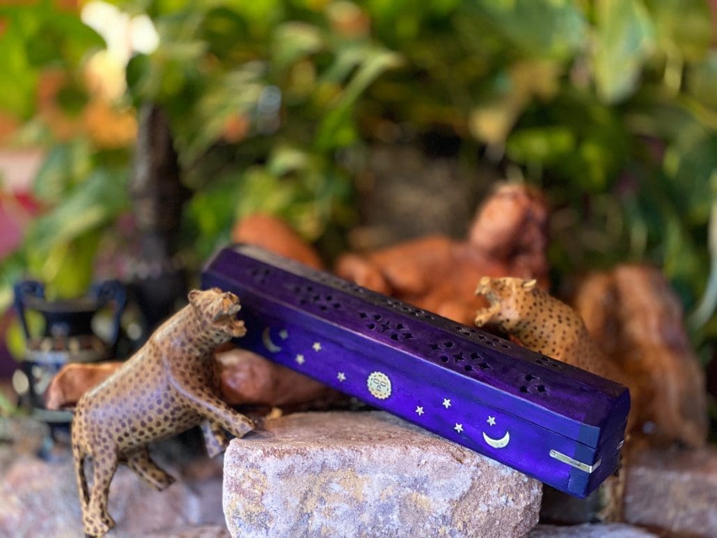 Purple Coffin Incense Burner w/ Storage