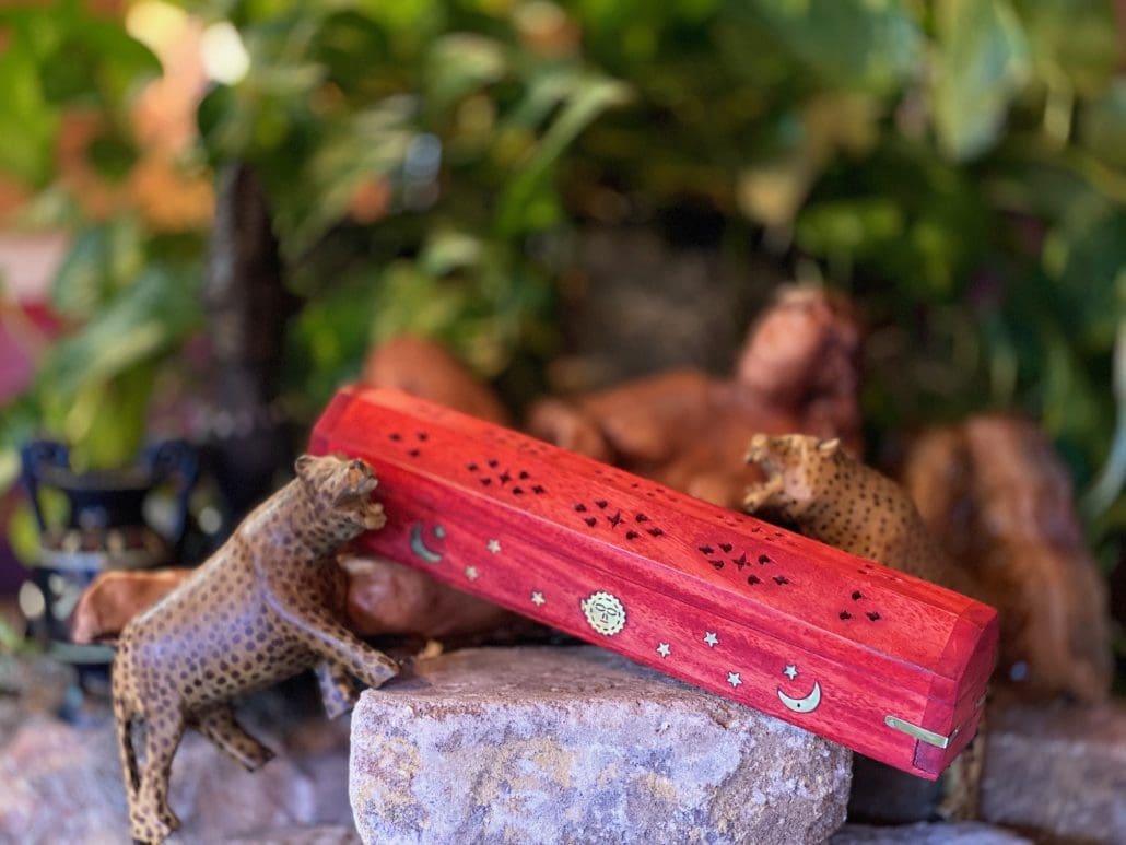 Red Coffin Incense Burner w/ Storage