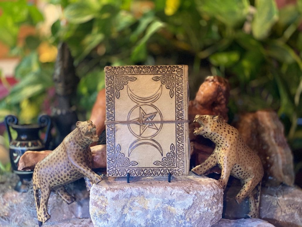 Handmade Triple Moon Embossed Leather Journal